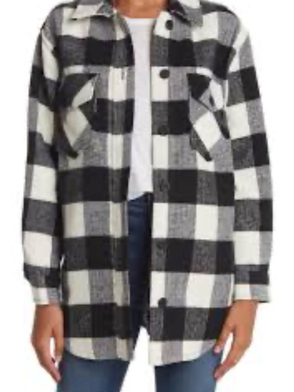 Nordstrom Caslon Black and White Buffalo Check Shacket